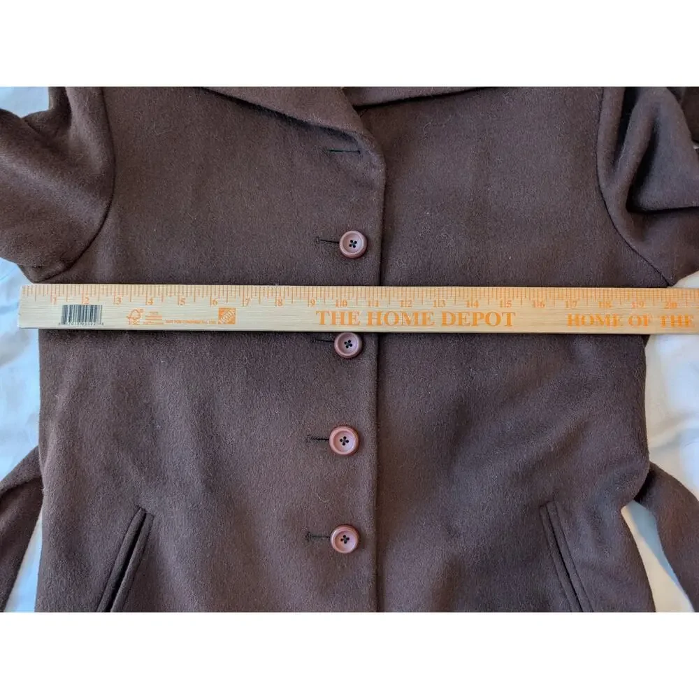 90s ZLM Chocolate Brown Wool Rabbit Hair Blend Long Coat Fits Medium - Picture 6 of 11